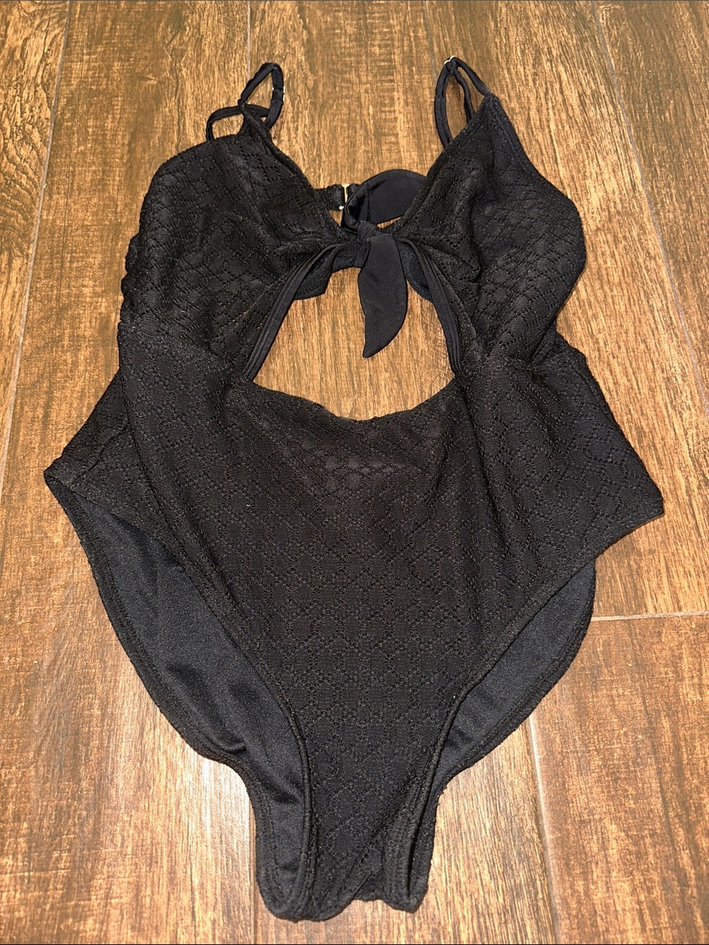 Xhilaration Black Tie-Front One-Piece Swimsuit